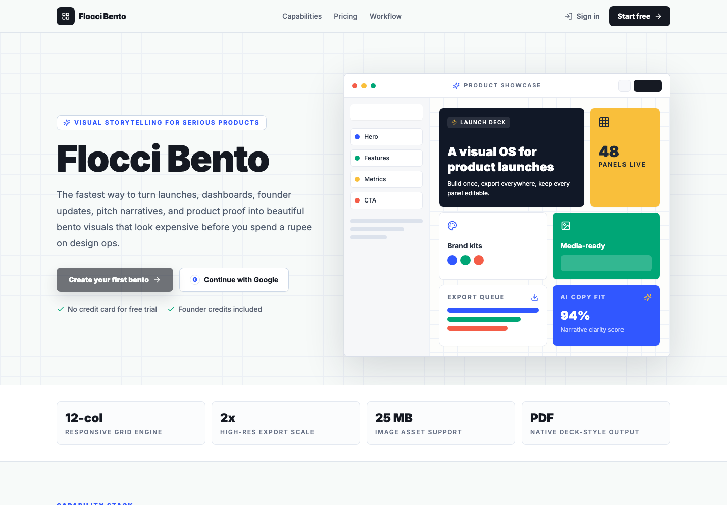 Flocci Bento current product surface
